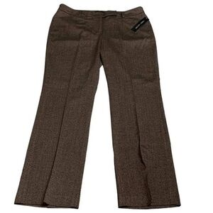 LARRY LEVINE Brown Herringbone Comfort Career Dress Pants Trousers